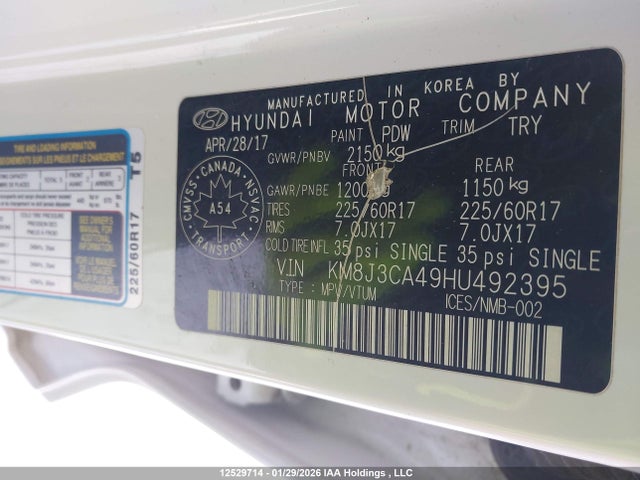 KM8J3CA49HU492395 Hyundai Tucson