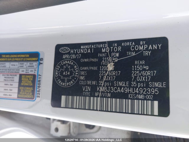 KM8J3CA49HU492395 Hyundai Tucson