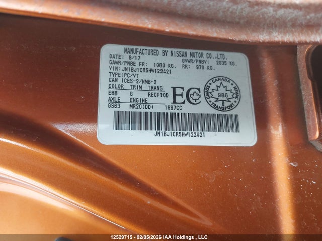 JN1BJ1CR5HW122421 Nissan QASHQAI
