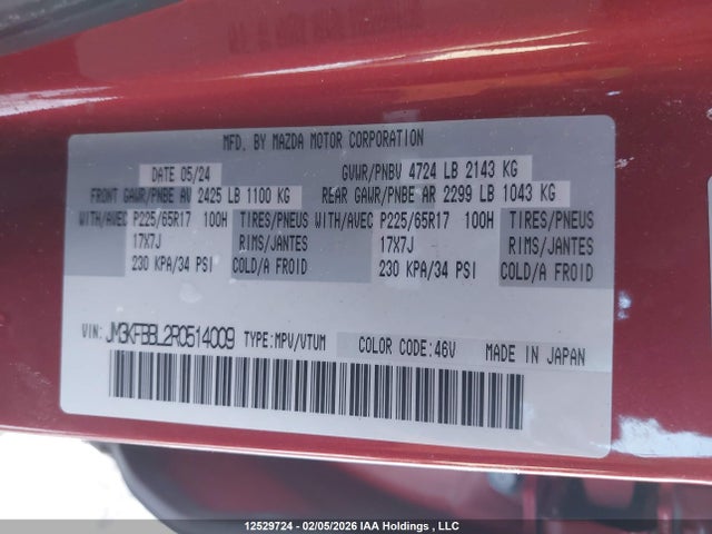 JM3KFBBL2R0514009 Mazda Cx-5 Select