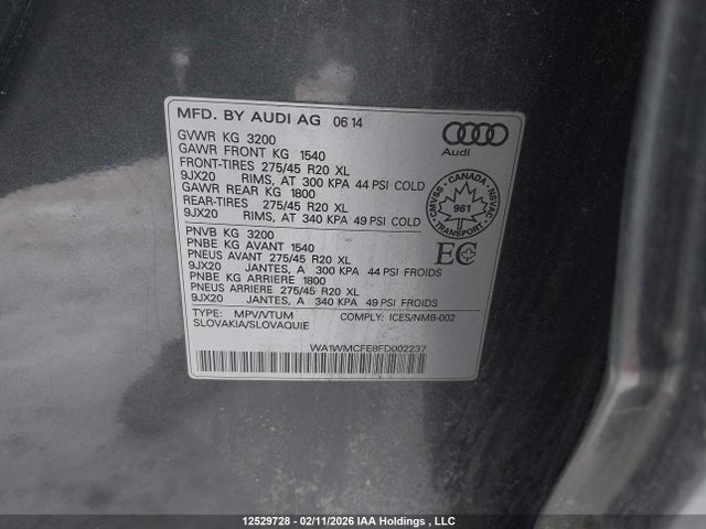 Продажа на аукционе авто 2015 Audi Q7 Tdi/prestige, vin: WA1WMCFE8FD002237, номер лота: 12529728
