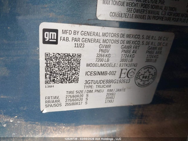 3GTUUDE88RG192613 GMC Sierra 1500 Slt
