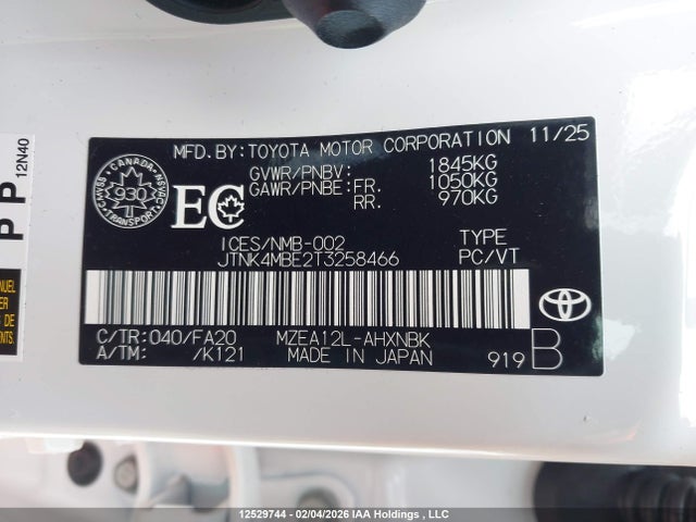 JTNK4MBE2T3258466 Toyota Corolla