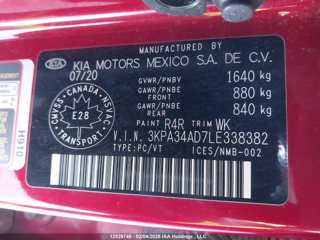 3KPA34AD7LE338382 KIA Rio