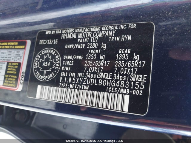 5XYZUDLB0HG483155 Hyundai Santa Fe Sport 2.4 Luxury
