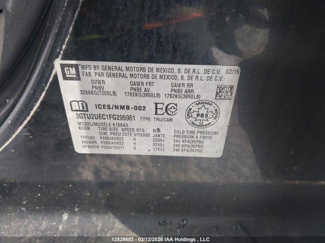 3GTU2UEC1FG295961 GMC SIERRA 1500