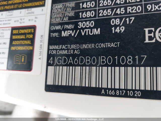 4JGDA6DB0JB010817 Mercedes-Benz Gle 550e 4matic