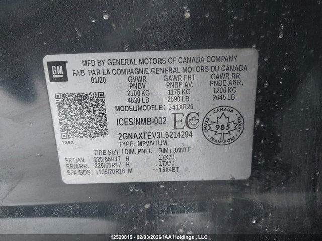 2GNAXTEV3L6214294 Chevrolet EQUINOX LT