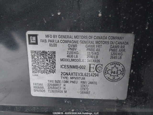 2GNAXTEV3L6214294 Chevrolet EQUINOX LT