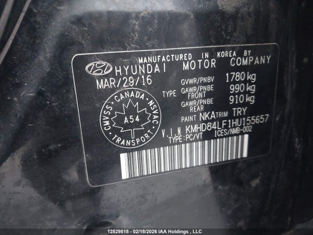KMHD84LF1HU155657 Hyundai ELANTRA GL