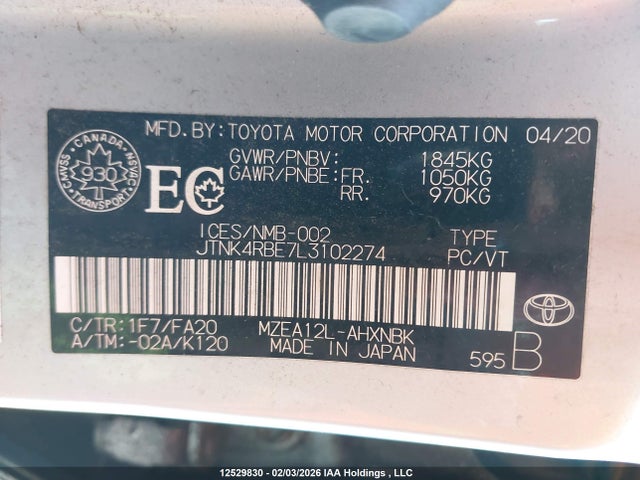 JTNK4RBE7L3102274 Toyota Corolla