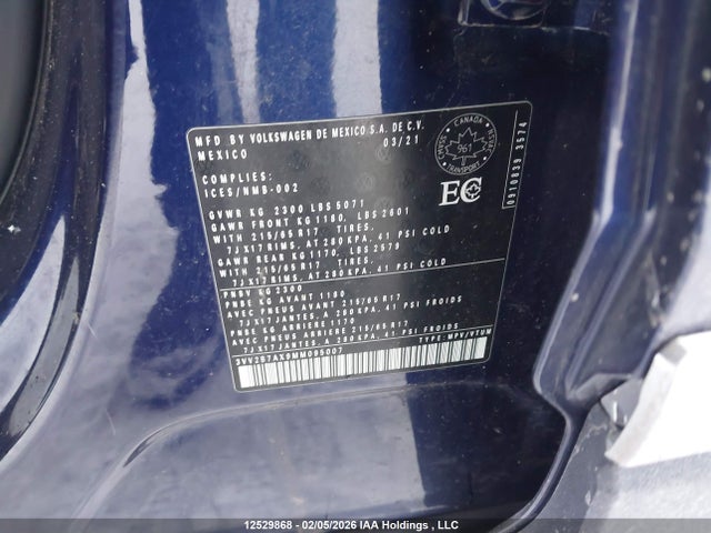 3VV2B7AX9MM095007 Volkswagen Tiguan Comfortline/united