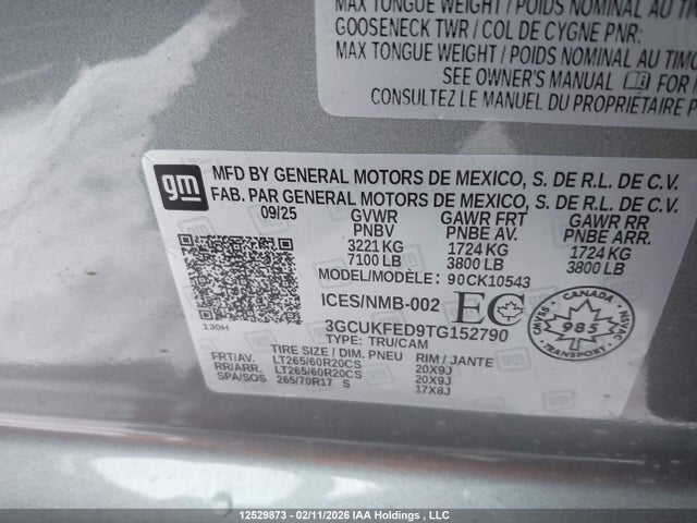 3GCUKFED9TG152790 Chevrolet Silverado 1500 4wd Lt Trail Boss
