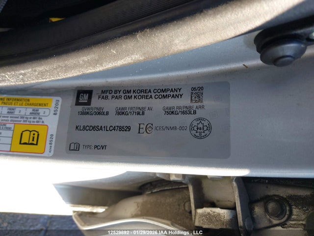 Продаж на аукціоні авто 2020 Chevrolet Spark 1lt, vin: KL8CD6SA1LC478529, номер лоту: 12529892