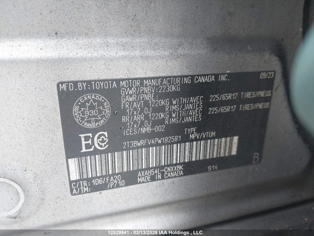 2023 Toyota Rav4 Hybrid Le მანქანა იყიდება აუქციონზე, vin: 2T3BWRFV4PW182581, აუქციონის ნომერი: 12529941