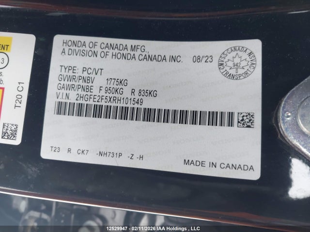 Honda Civic 2024 2HGFE2F5XRH101549 Image 9