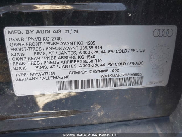 WA1KUAFZ7RP045959 Audi Q4 E-tron Premium