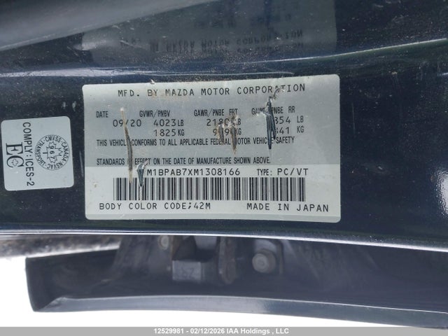 Продаж на аукціоні авто 2021 Mazda Mazda3 Gx, vin: JM1BPAB7XM1308166, номер лоту: 12529981
