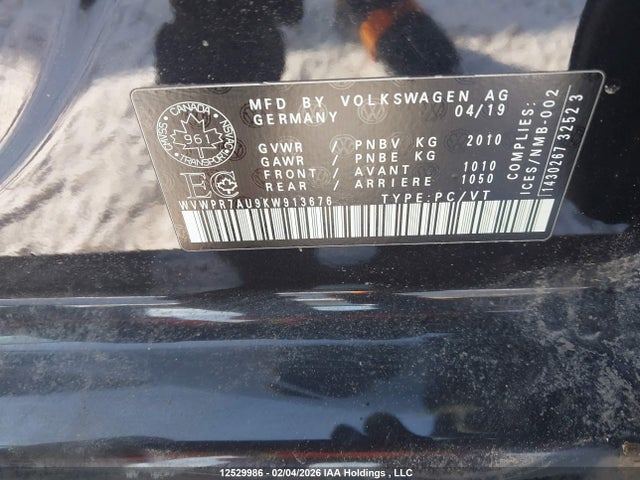 WVWPR7AU9KW913676 Volkswagen E-golf Sel Premium