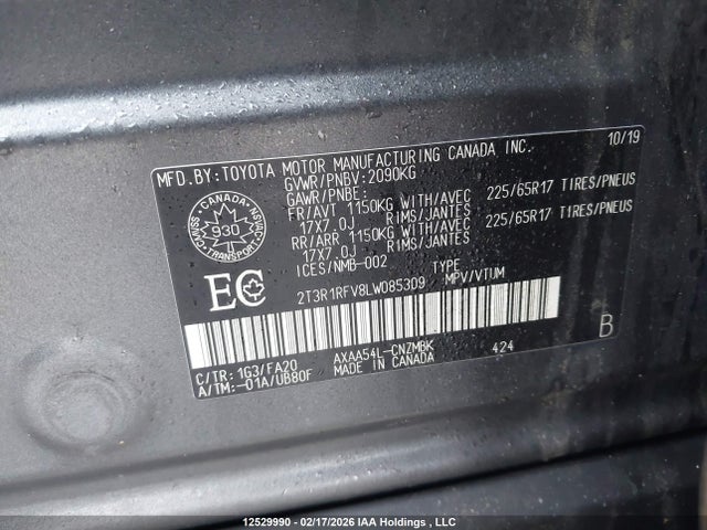 2T3R1RFV8LW085309 Toyota Rav4 Xle