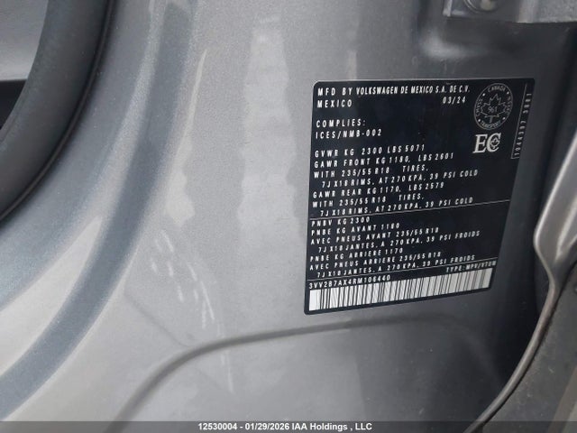 3VV2B7AX4RM106440 Volkswagen Tiguan Se/wolfsburg