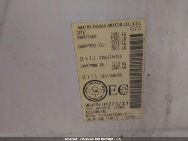 5N1AZ2MH3FN223713 Nissan Murano