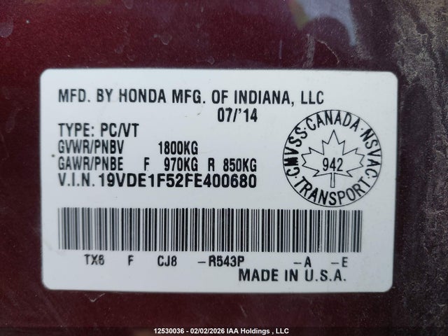 19VDE1F52FE400680 Acura Ilx Premium Package