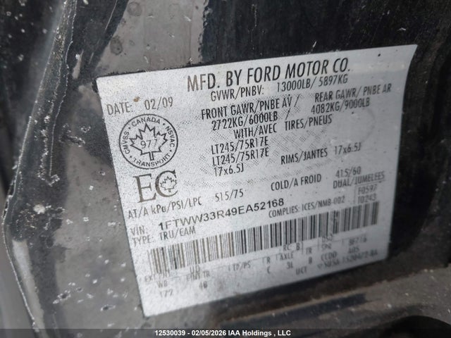 Продаж на аукціоні авто 2009 Ford F350 Super Duty, vin: 1FTWW33R49EA52168, номер лоту: 12530039