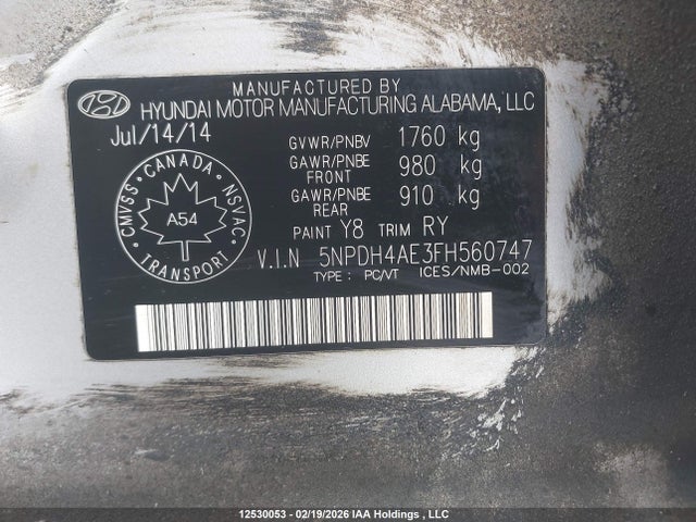 5NPDH4AE3FH560747 Hyundai Elantra Se/sport/limited