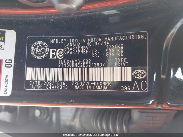Toyota COROLLA LE 2014 2T1BURHE2EC213837 Image 9