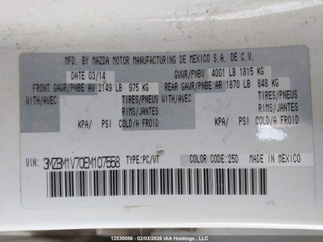 3MZBM1V70EM107558 Mazda Mazda3 Gs-sky