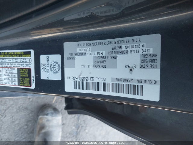 Aukcja sprzedaży 2015 Mazda Mazda3 Gx, vin: 3MZBM1U72FM201475, numer aukcji: 12530108