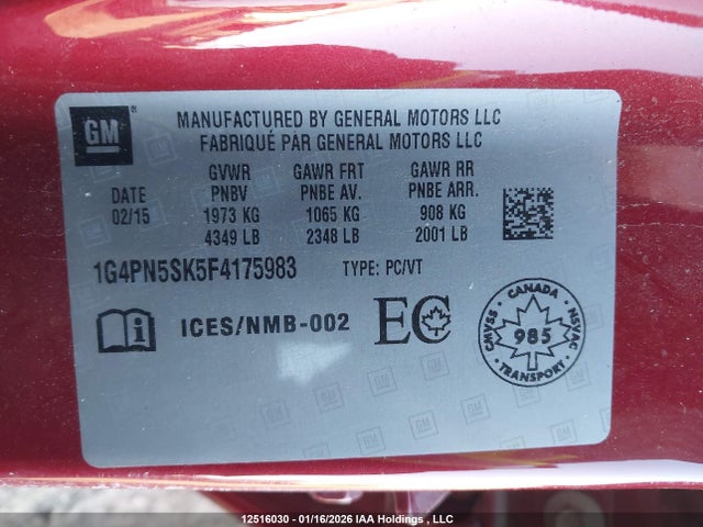 1G4PN5SK5F4175983 Buick Verano