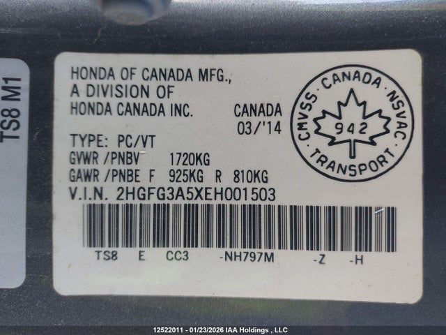 2HGFG3A5XEH001503 Honda CIVIC EX