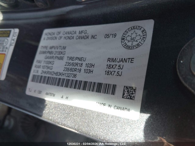 Honda CR-V 2019 2HKRW2H83KH132736 Image 9