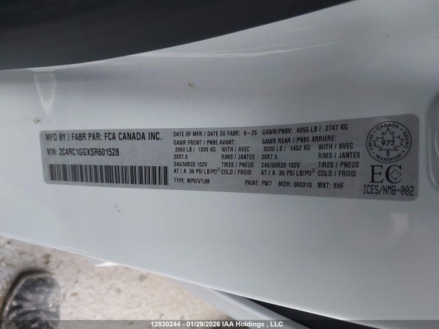 2C4RC1GGXSR601528 Chrysler Pacifica Limited