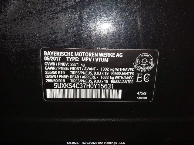 5UXKS4C37H0Y15631 BMW X5 Xdrive35d