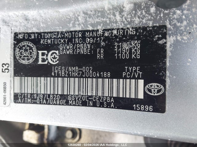 4T1BZ1HK7JU004188 Toyota Camry Xse V6
