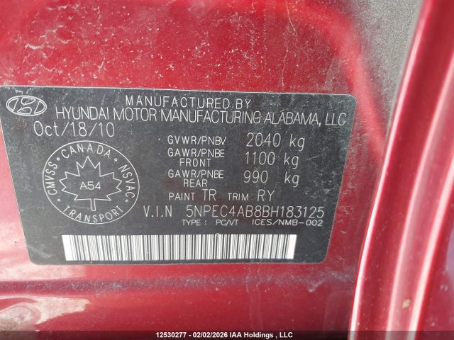 Продаж на аукціоні авто 2011 Hyundai Sonata Se/limited, vin: 5NPEC4AB8BH183125, номер лоту: 12530277