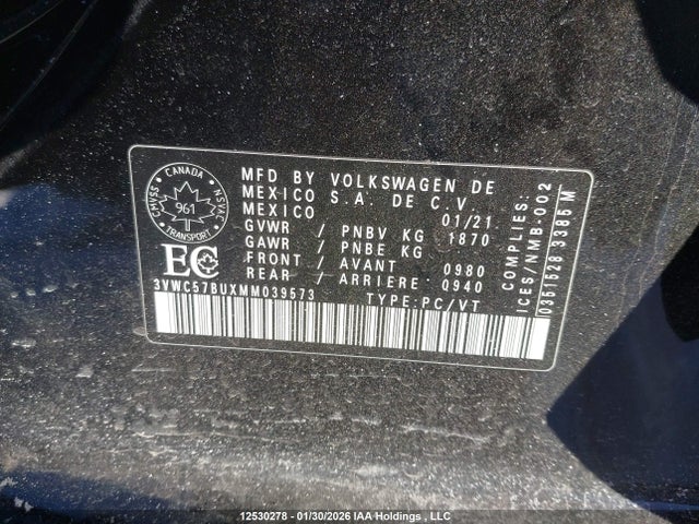 3VWC57BUXMM039573 Volkswagen Jetta Comfortline