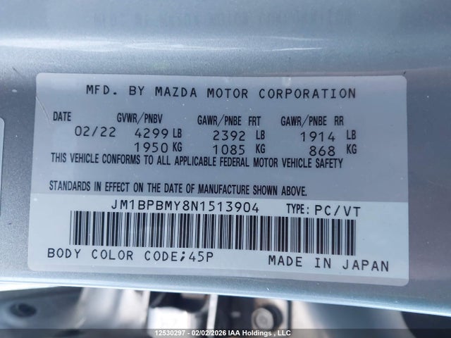 JM1BPBMY8N1513904 Mazda 3 Premium
