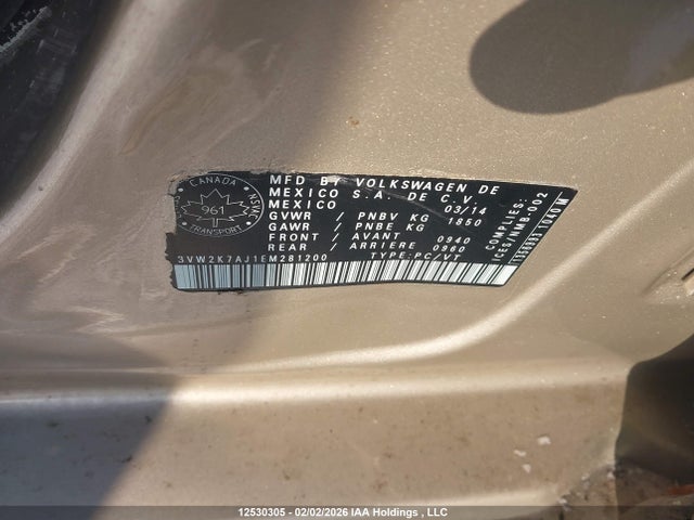 3VW2K7AJ1EM281200 Volkswagen Jetta 2.0l Trendline+