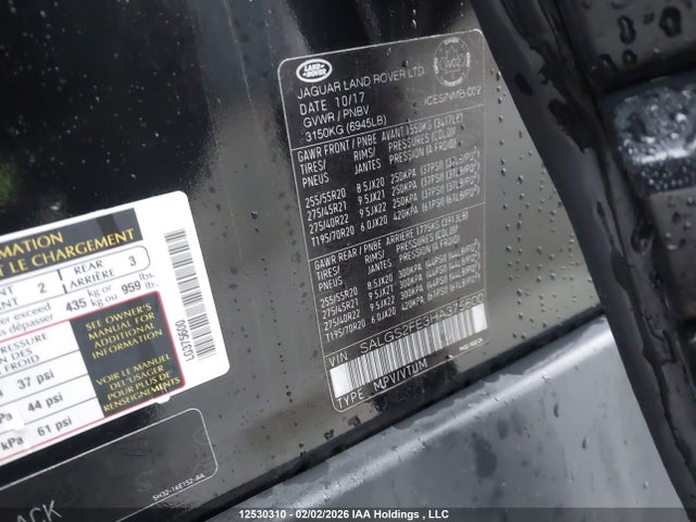 Land Rover Range Rover 5.0l V8 Supercharged 2017 SALGS2FE3HA375600 Image 9