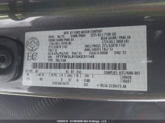 1FTFW3L81SKE51148 Ford F150 Xlt