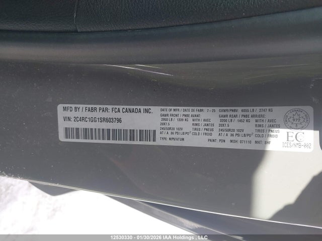 2C4RC1GG1SR603796 Chrysler Pacifica Limited