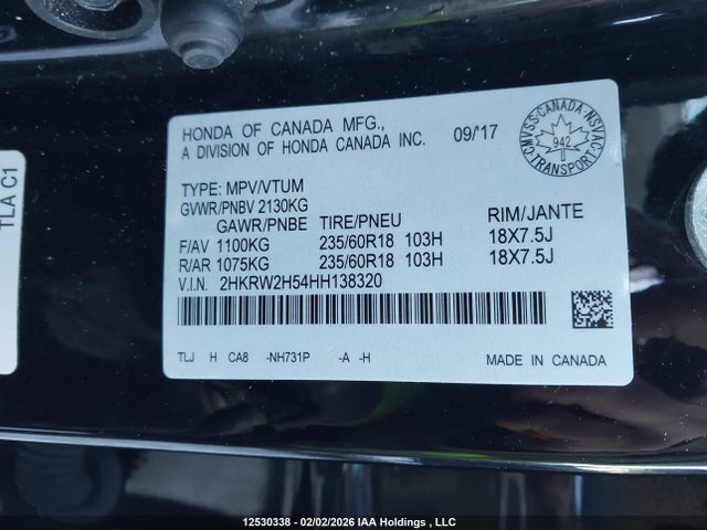 2HKRW2H54HH138320 Honda CR-V EX