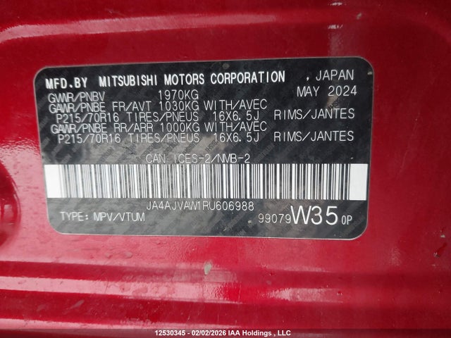 JA4AJVAW1RU606988 Mitsubishi Rvr Se/sel/noir/gt
