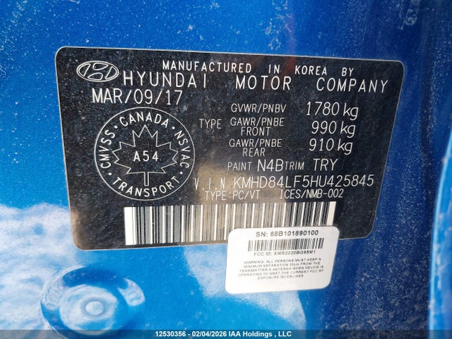 KMHD84LF5HU425845 Hyundai Elantra