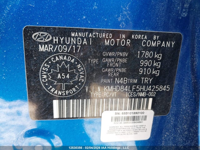 KMHD84LF5HU425845 Hyundai Elantra