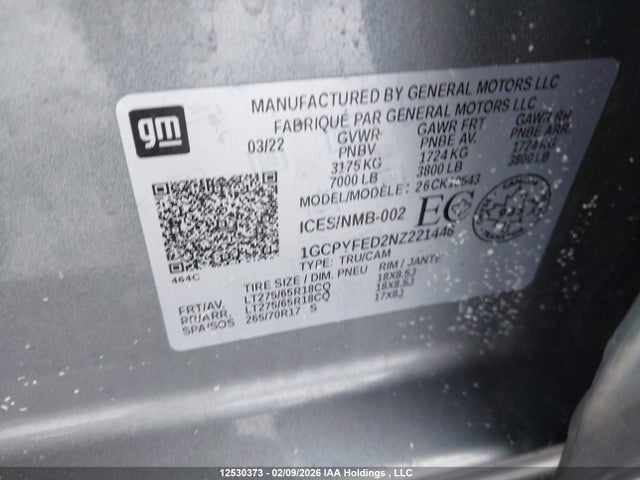 1GCPYFED2NZ221446 Chevrolet Silverado 1500